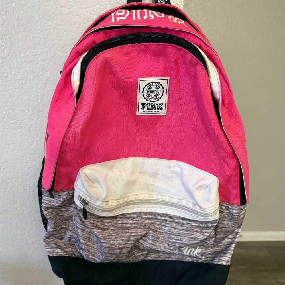 PINK Hot Pink & White Campus Backpack